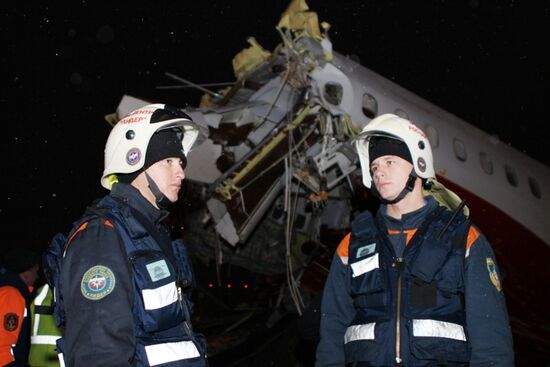 Wreckage of a Tu-204 airplane at Vnukovo airport