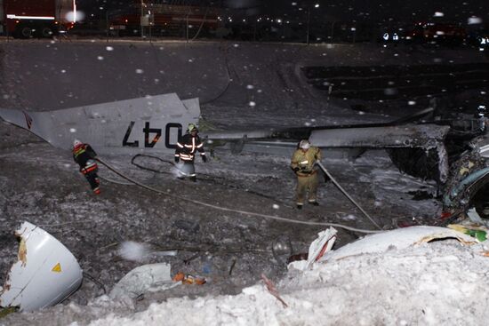 Wreckage of a Tu-204 airplane at Vnukovo airport