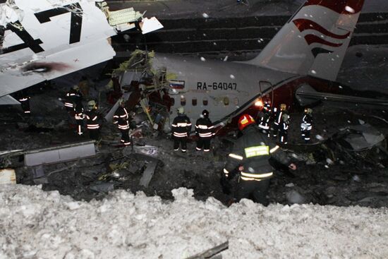Wreckage of a Tu-204 airplane at Vnukovo airport