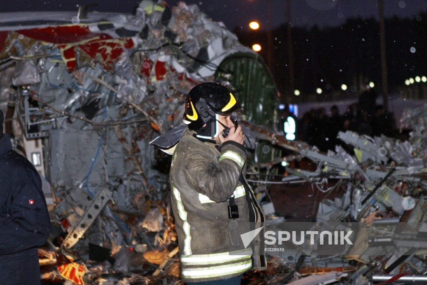 Wreckage of a Tu-204 airplane at Vnukovo airport