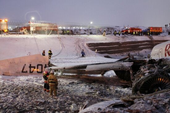 Wreckage of a Tu-204 airplane at Vnukovo airport