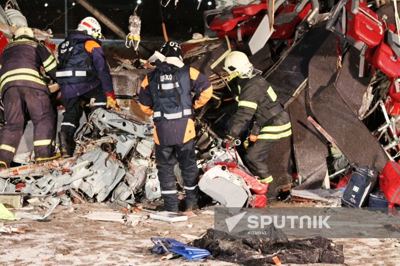 Wreckage of a Tu-204 airplane at Vnukovo airport