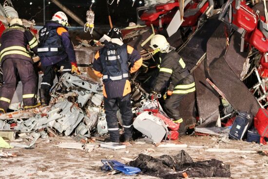 Wreckage of a Tu-204 airplane at Vnukovo airport