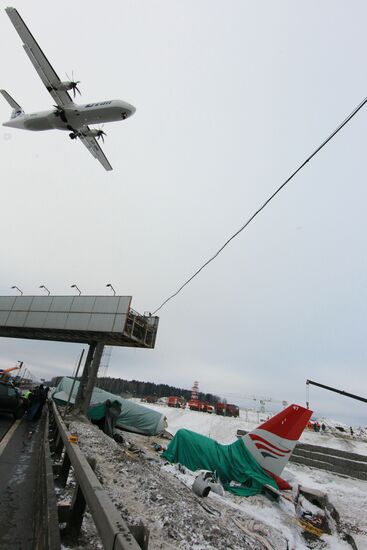 Aftermath of Tu-204 plane crash at Vnukovo Airport