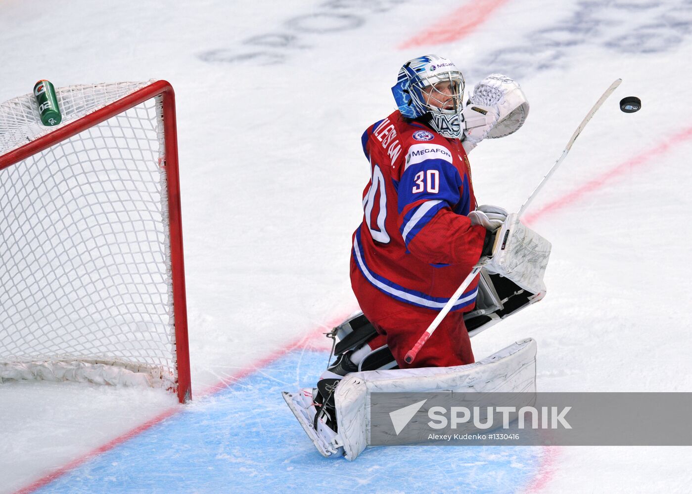 Russia's goalkeeper Andrei Vasilevsky in the quarterfinals of the World Junior Ice Hockey Championships. Russia vs. Switzerland. Location: Russia, Republic of Bashkortostan, Ufa. Author: Alexey Kudenko/Sputnik. World Junior Ice Hockey Championships. Quarterfinals