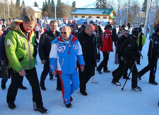 Vladimir Putin visits Krasnaya Polyana ski resort in Sochi