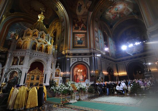 Orthodox Christmas service at Christ the Savior Cathedral