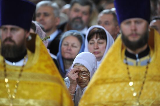 Orthodox Christmas service at Christ the Savior Cathedral