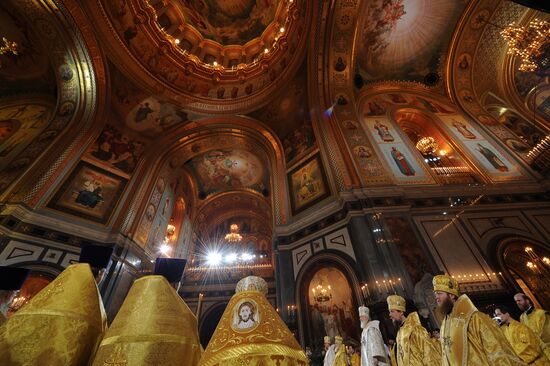 Orthodox Christmas service at Christ the Savior Cathedral