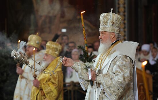 Orthodox Christmas service at Christ the Savior Cathedral