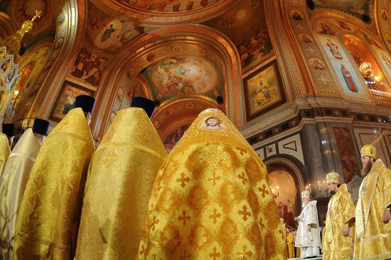 Orthodox Christmas service at Christ the Savior Cathedral