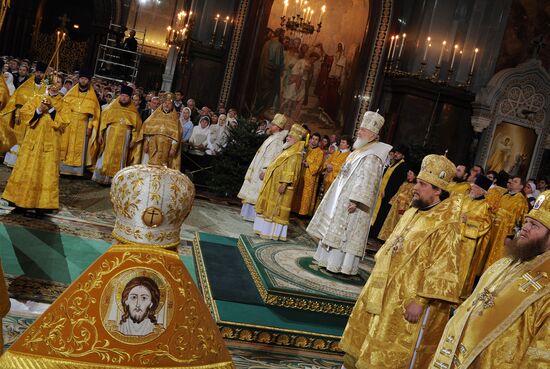 Orthodox Christmas service at Christ the Savior Cathedral