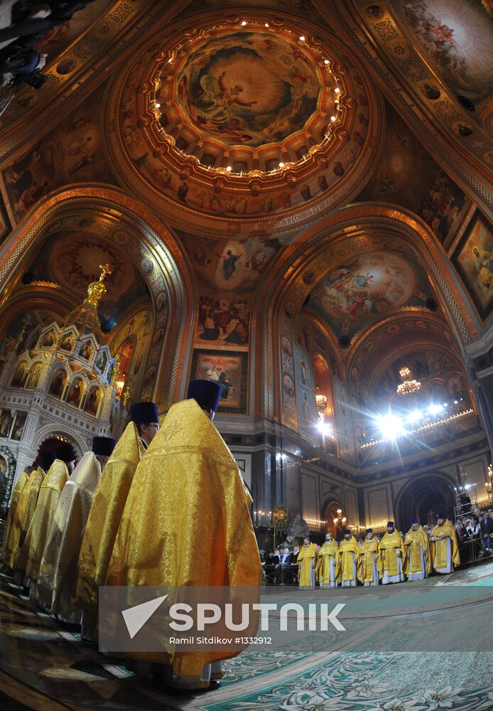 The Christmas service at the Christ the Savior Cathedral, Moscow. Location: Russia, Moscow. Author: Ramil Sitdikov/Sputnik. Orthodox Christmas service at Christ the Savior Cathedral