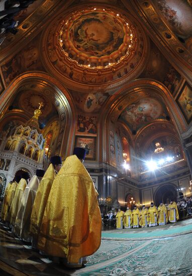 Orthodox Christmas service at Christ the Savior Cathedral