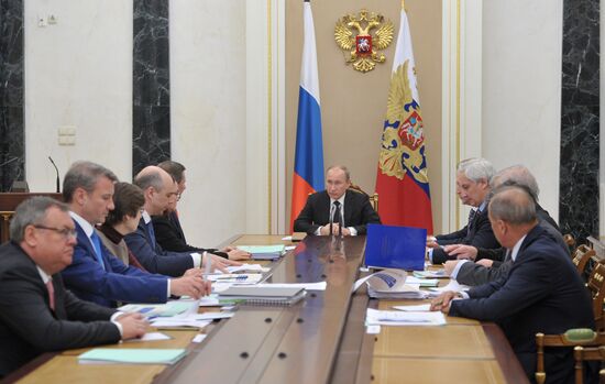 Vladimir Putin chairs meeting on economic issues, in Kremlin