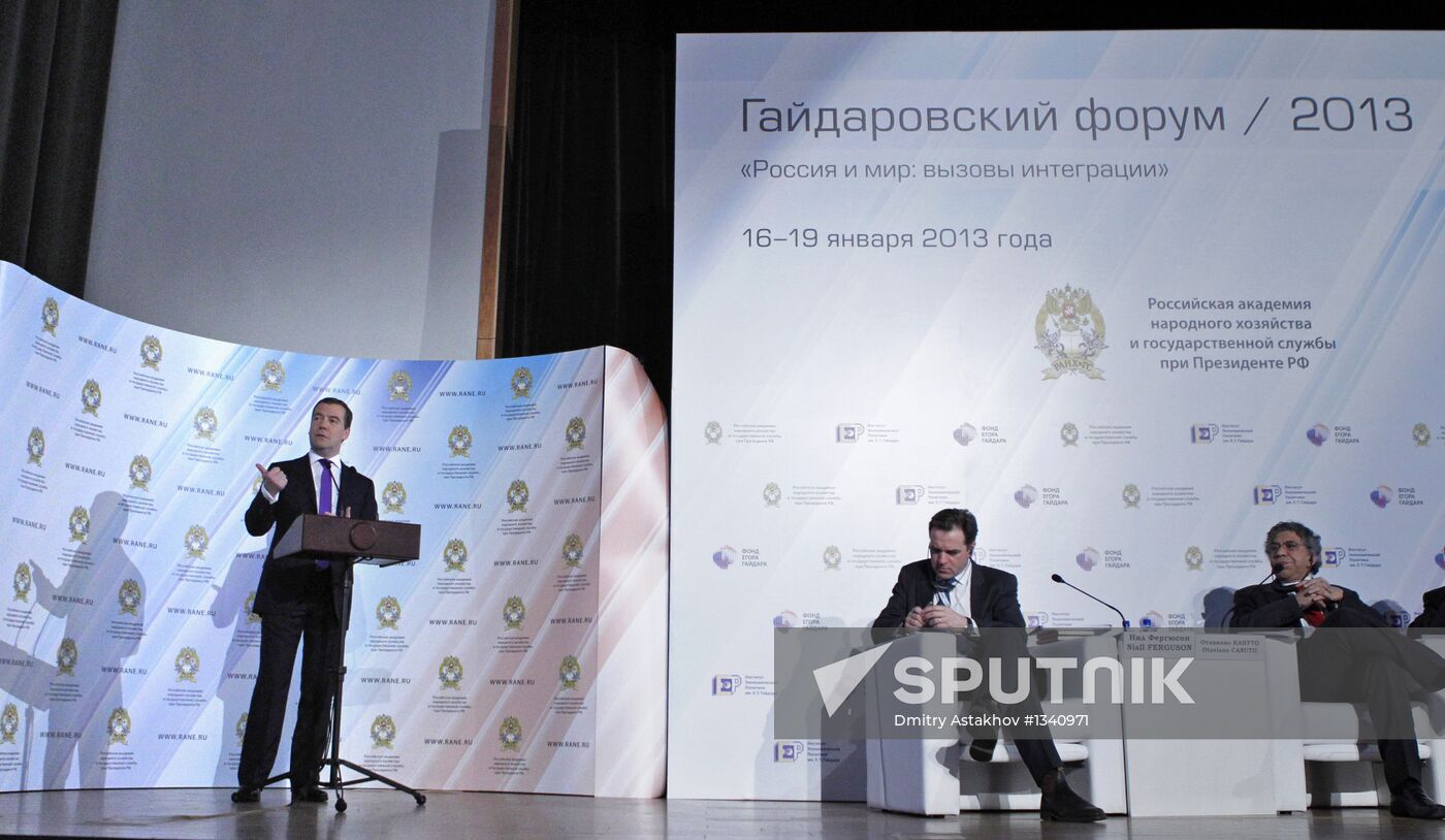 Dmitry Medvedev attends Gaidar Forum, Moscow