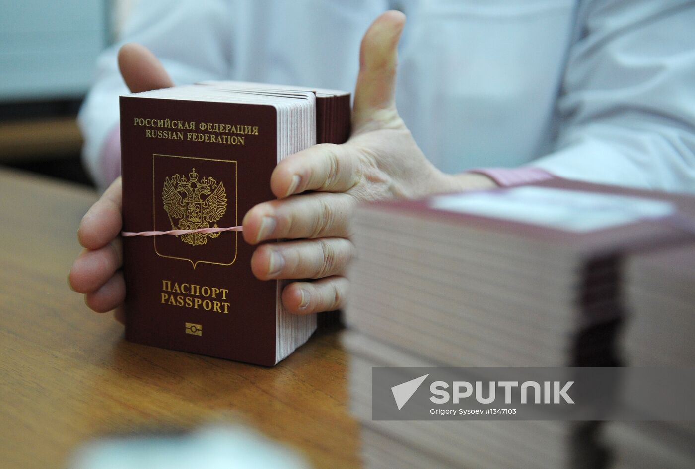 News conference on launch of biometric passports for Russians