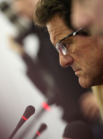 Russian national team coach Fabio Capello gives news conference
