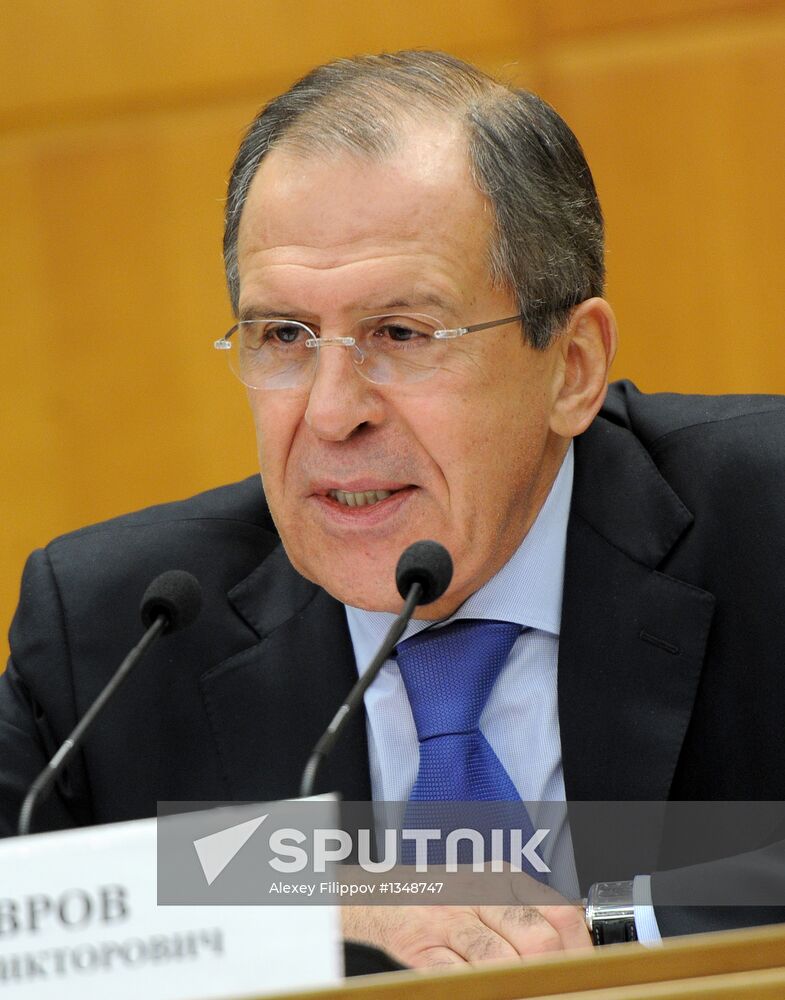 Russian Foreign Minister Sergei Lavrov gives news conference