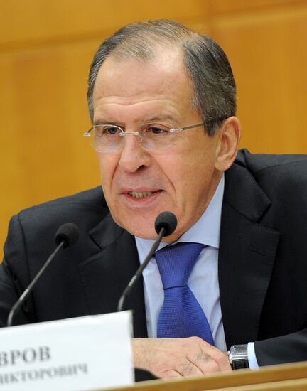 Russian Foreign Minister Sergei Lavrov gives news conference
