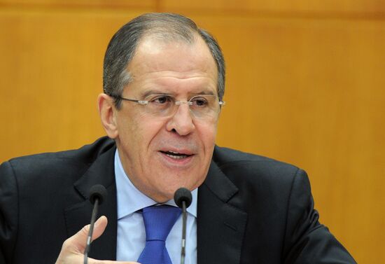 Russian Foreign Minister Sergei Lavrov gives news conference