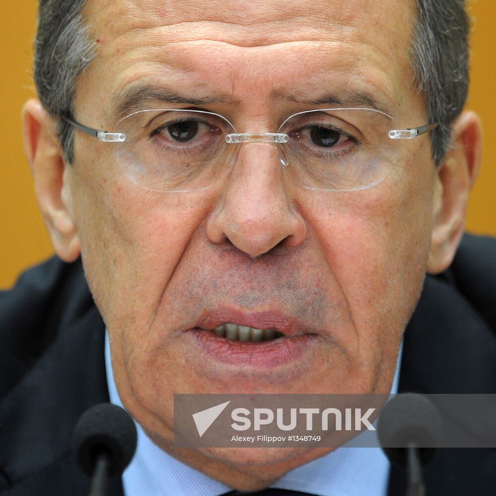 Russian Foreign Minister Sergei Lavrov gives news conference