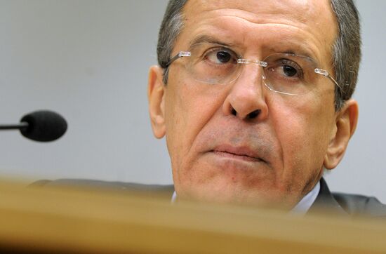Russian Foreign Minister Sergei Lavrov gives news conference