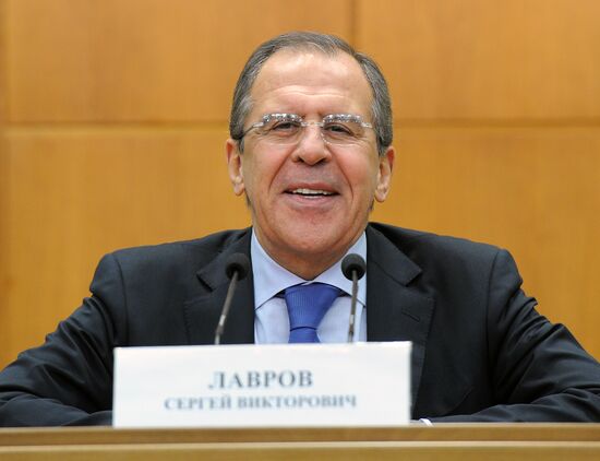 Russian Foreign Minister Sergei Lavrov gives news conference