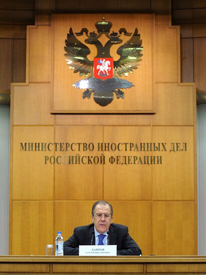 Russian Foreign Minister Sergei Lavrov gives news conference