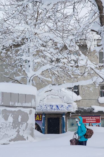 Aftermath of low-pressure system in Sakhalin