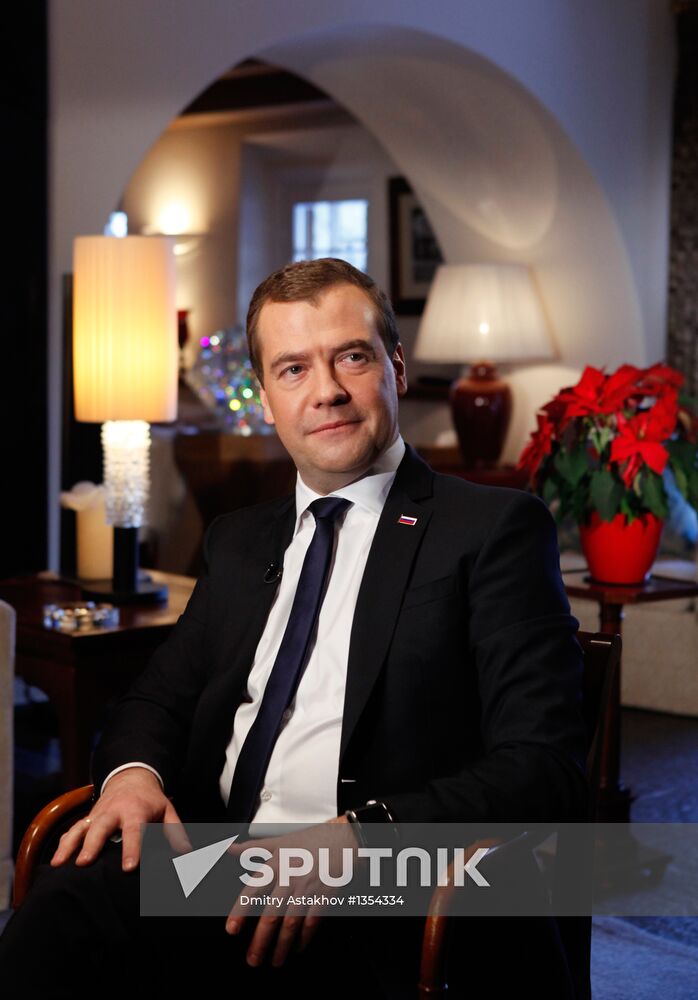 Dmitry Medvedev gives interview to CNN news channel