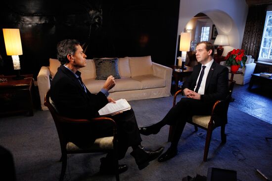 Dmitry Medvedev gives interview to CNN news channel