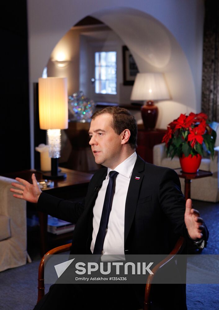 Dmitry Medvedev gives interview to CNN news channel