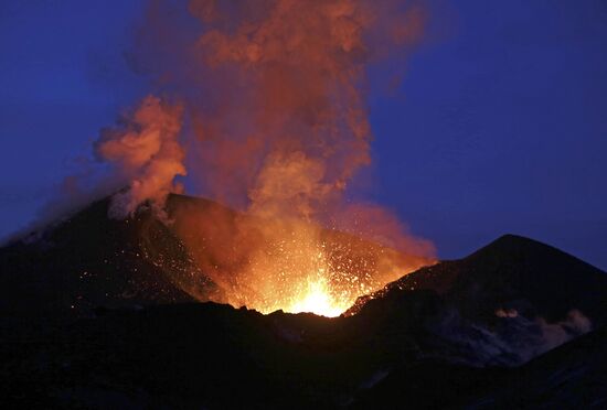 Eruption of Volcano Plosky Tolbachik in Kamchatka