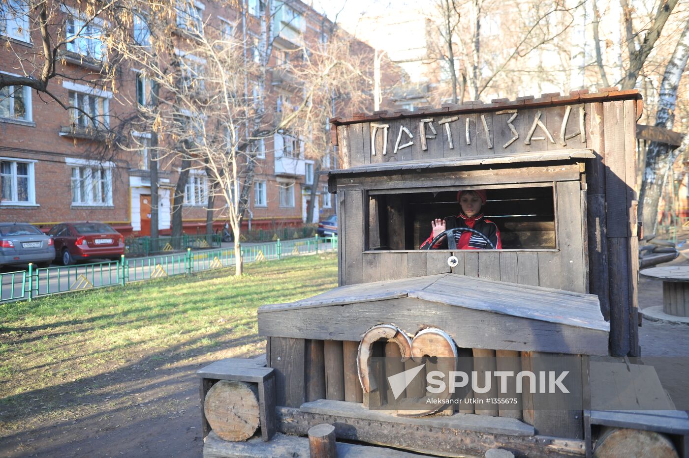 Children's playground built by woodcarver Andrei Salnikov