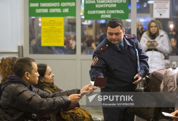 Federal Migration Service checks papers at Sheremetyevo airport