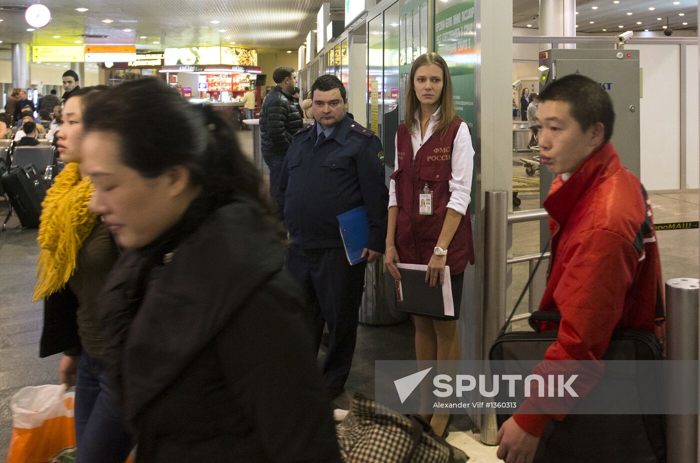 Federal Migration Service checks papers at Sheremetyevo airport