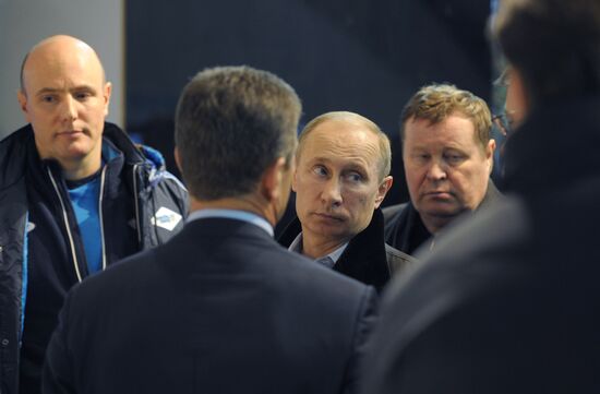 Vladimir Putin visits mountain-based Olympic facilities in Sochi