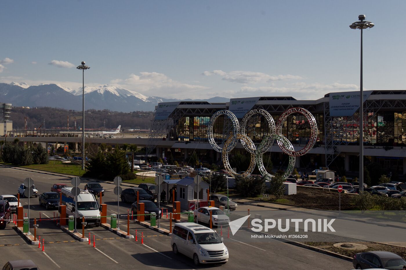 Olympic rings installed near Sochi Airport