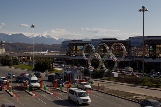 Olympic rings installed near Sochi Airport