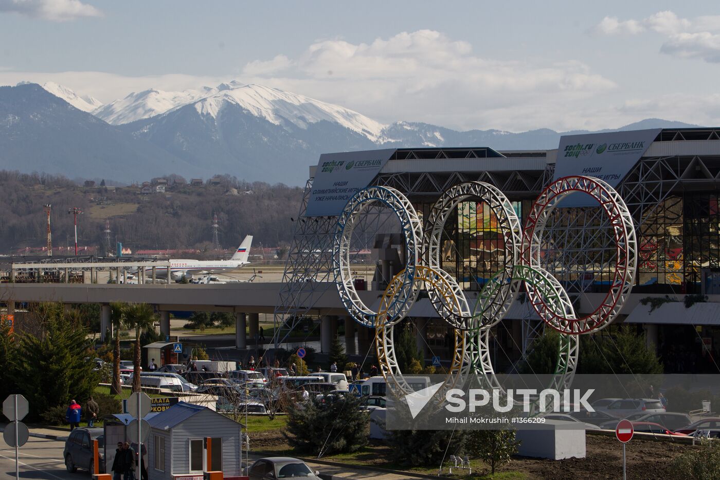 Olympic rings installed near Sochi Airport
