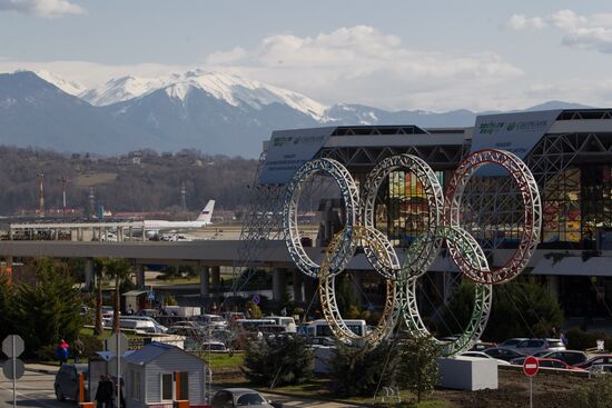 Olympic rings installed near Sochi Airport