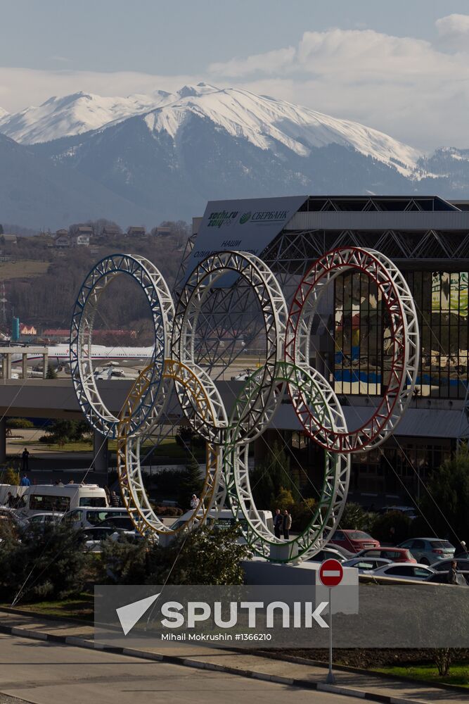 Olympic rings installed near Sochi Airport