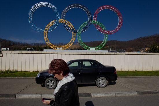 Olympic rings installed near Sochi Airport