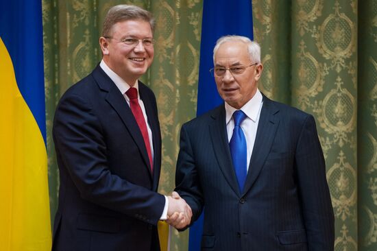 European Commissioner Stefan Fule meets with Ukraine's premier