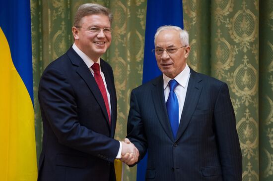 European Commissioner Stefan Fule meets with Ukraine's premier