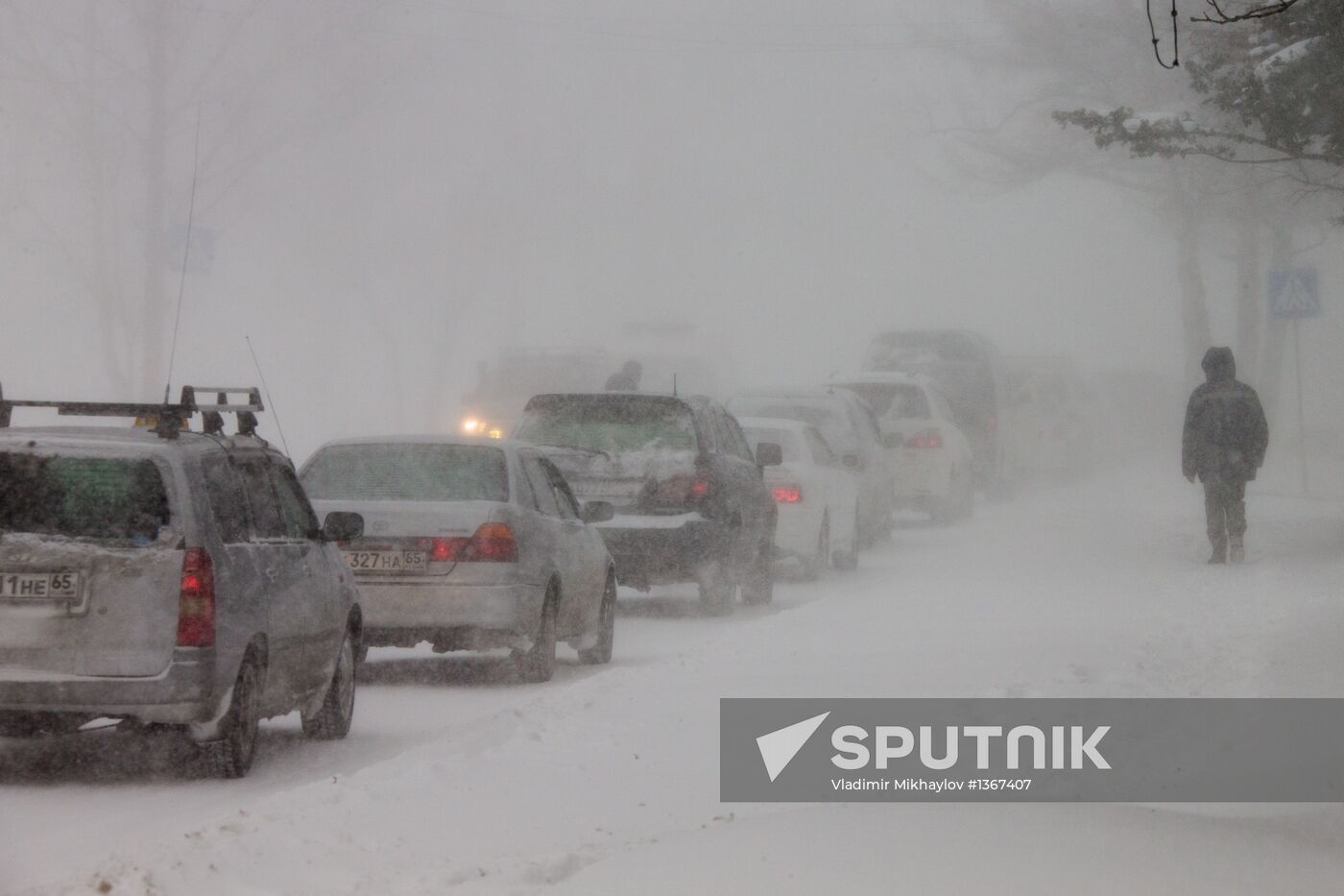 Winter storm in Sakhalin