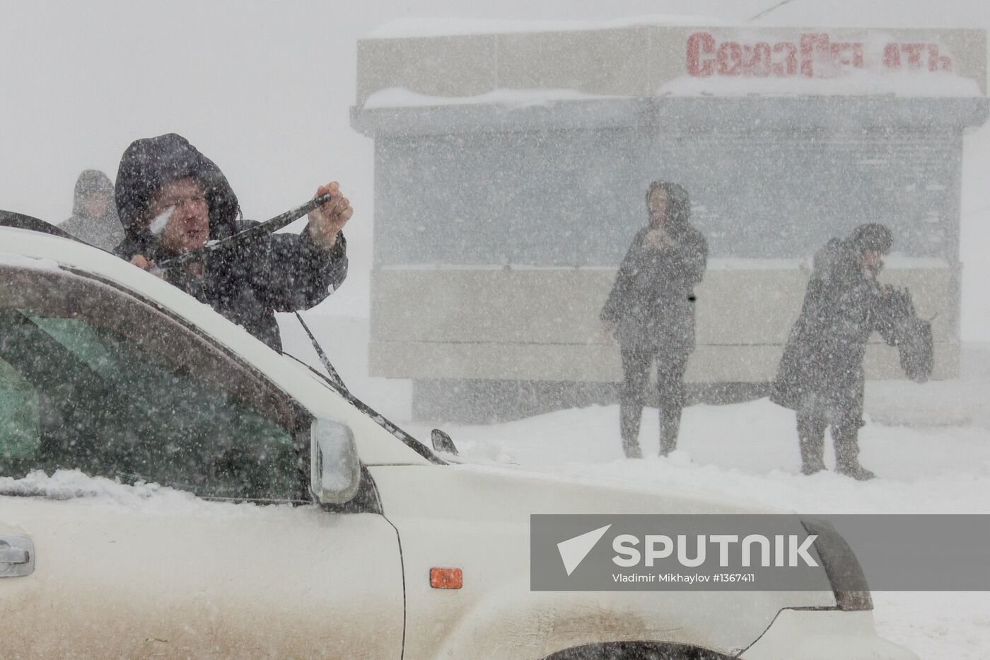 Winter storm in Sakhalin