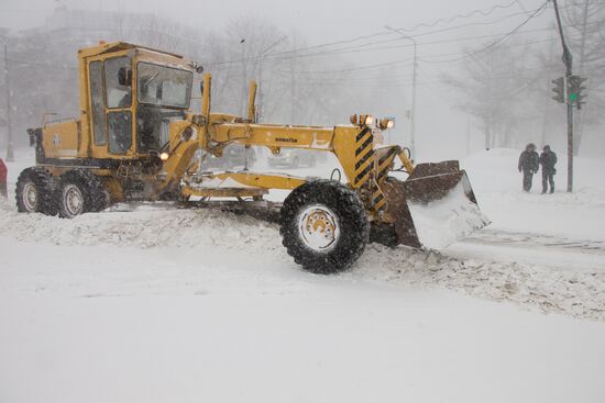 Winter storm in Sakhalin