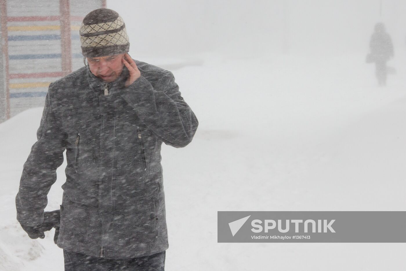 Winter storm in Sakhalin